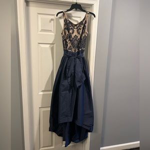 Blue & Beige High Low Gown